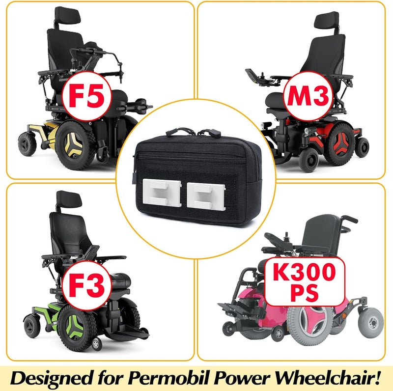 WSBXBB Wheel Chair Side Bag for Permobil Power, Removable Storage Bag for Permobil Wheelchair accessories, compatible with Uni-Track Armrest such as M300, M3, M1, F3, F5, K300 Ps - Image 4